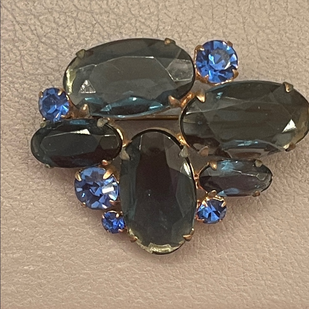 Elegant Blue and Gold Brooch